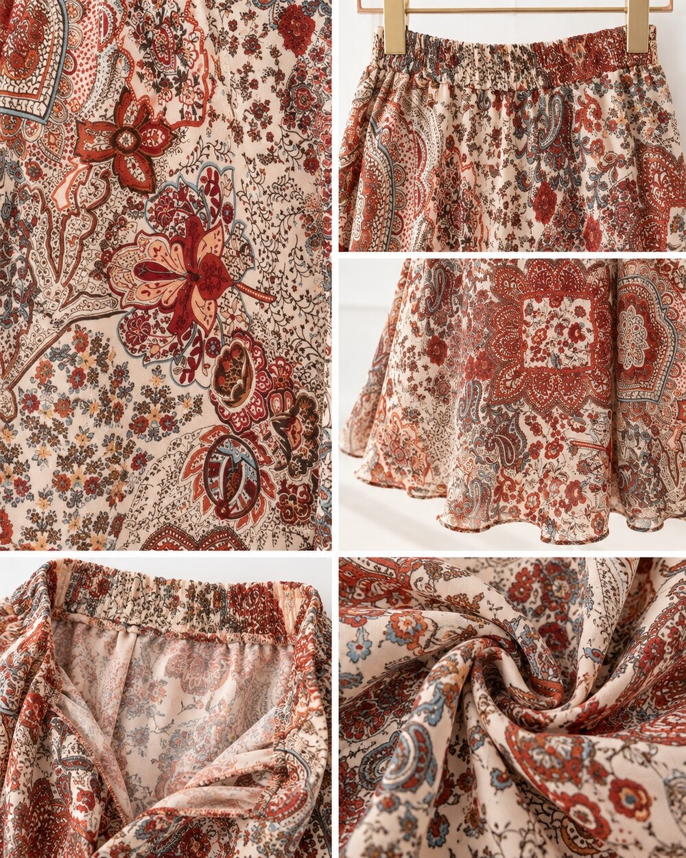 89th & Madison Boho Paisley Floral Maxi Skirt Fall Cottagecore | Size Medium - Picture 4 of 9